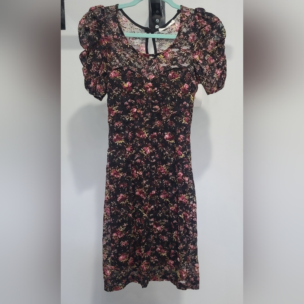 Black Floral Mini Dress